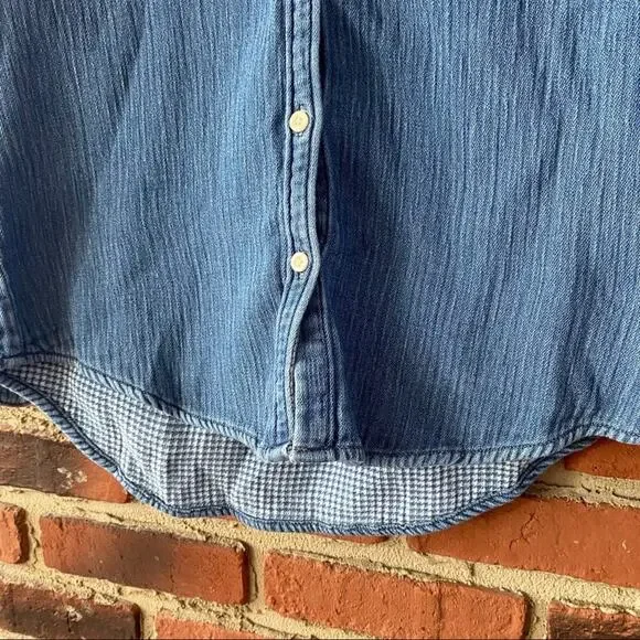 Madewell Button Down Denim Shirt Sz XS Long Sleeve Jean Shirt Western - Picture 4 of 10